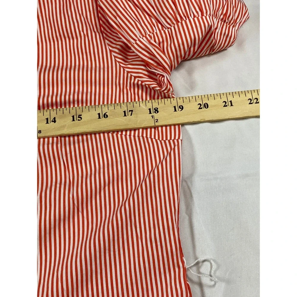 J.McLaughlin Womens Red White Striped Button Front Midi Shirt Dress Small - Picture 8 of 12